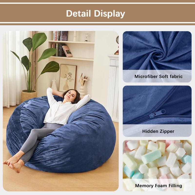 Wayfair Memory Foam Filled Bean Bag Chair With Soft Removeable Cover