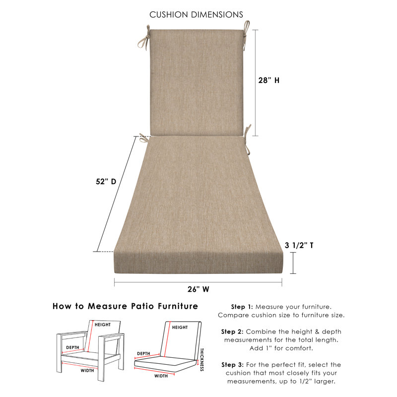 Wayfair Meridian Outdoor Chaise Lounge Cushion – Weather-Resistant Reversible Plush Comfort