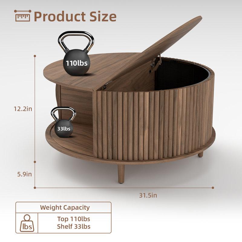 Wayfair Mid Century Modern Round Coffee Table With Storage