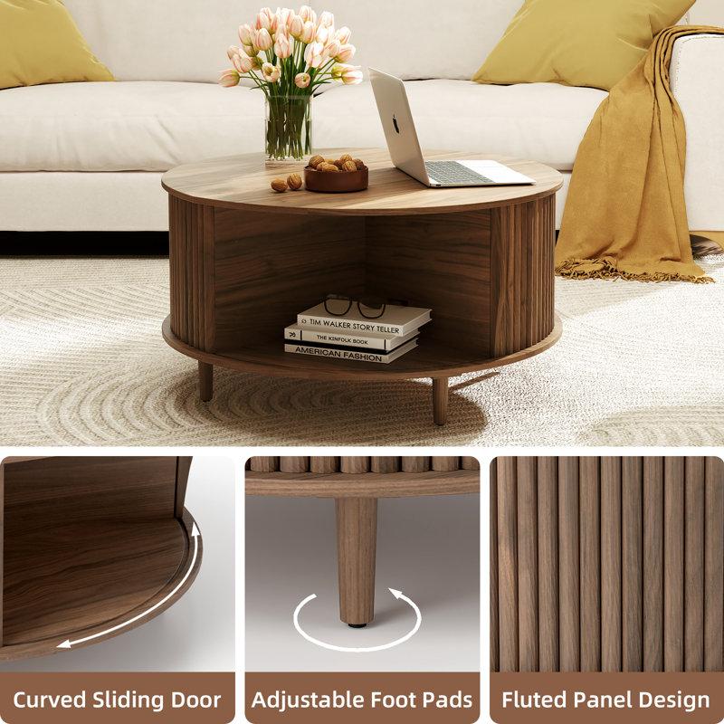 Wayfair Mid Century Modern Round Coffee Table With Storage