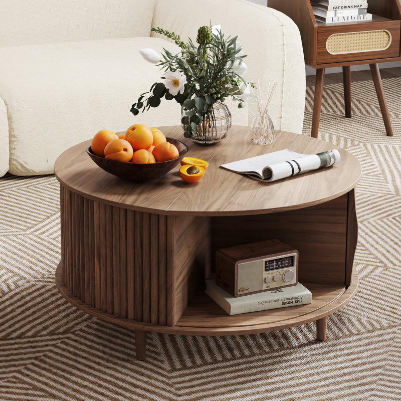 Wayfair Mid Century Modern Round Coffee Table With Storage