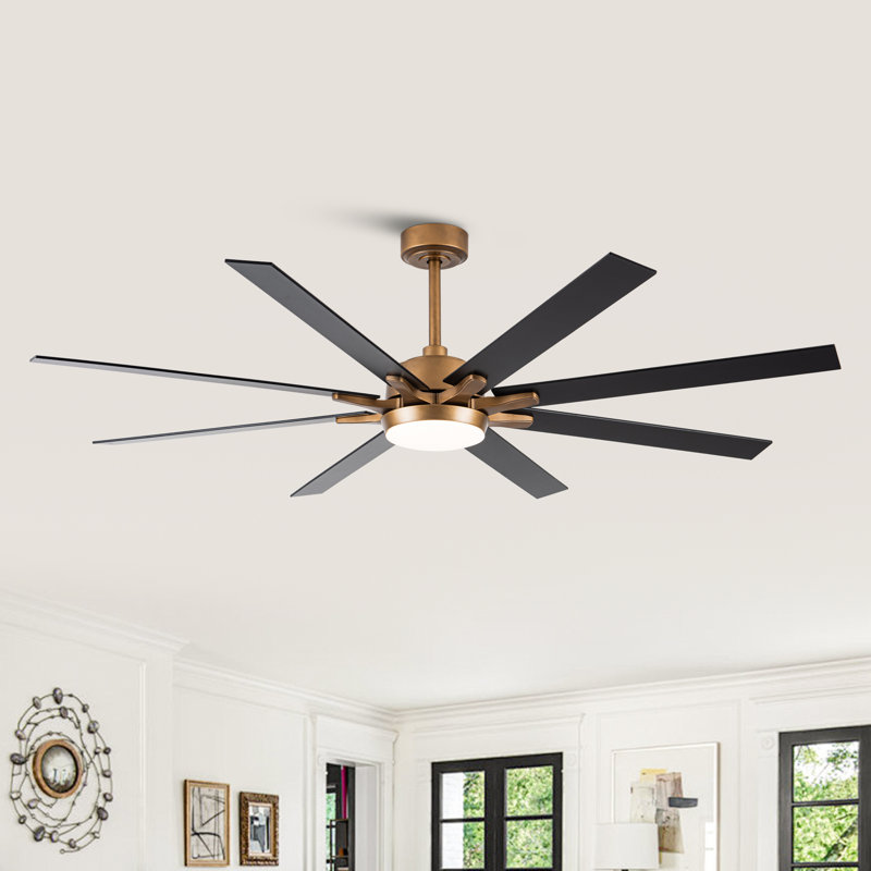 Wayfair Modern 65'' Double-Sided Blade Windmill Large Ceiling Fan with Dimmable 3CCT LED Lights and Remote Control 6-Speed Reversible DC Motor Timer 4"/10" Downrods for Indoor/Covered Outdoor