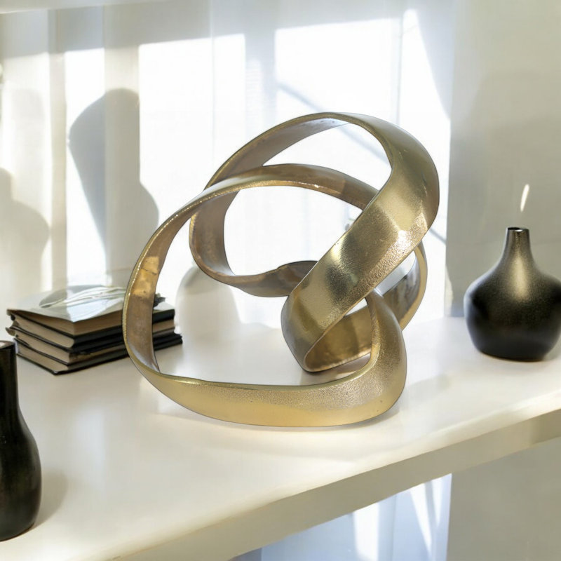 Wayfair Modern Aluminum Abstract Interwoven Decorative Sculpture