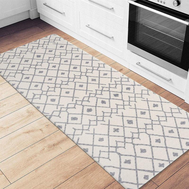 Wayfair Modern Boho Trellis Cream/Gray Anti-Fatigue Mat