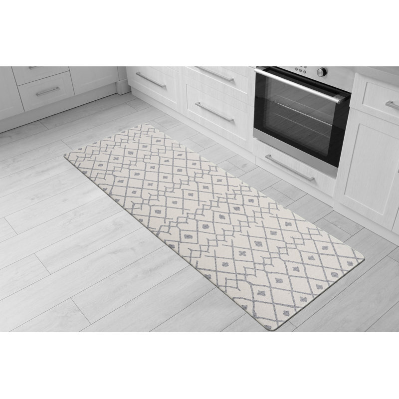 Wayfair Modern Boho Trellis Cream/Gray Anti-Fatigue Mat
