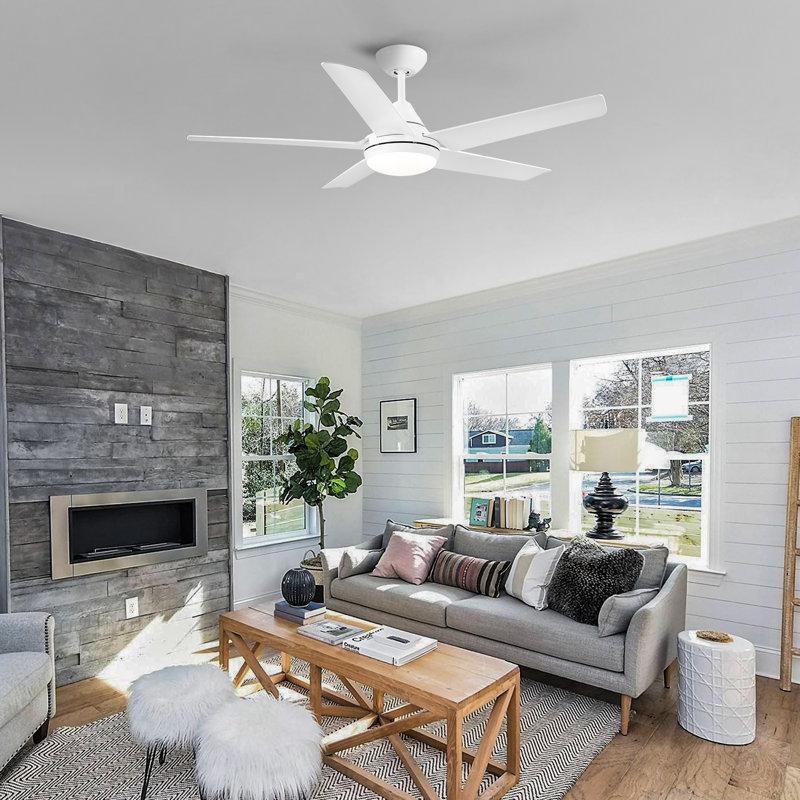 Wayfair Modern Ceiling Fan With Light 48'' 5-Blade Ceiling Fan With Light Kit And Dimmable LED Light Kit