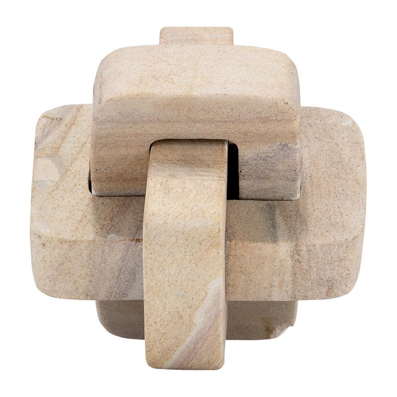 Wayfair Modern Glam 5" Interlocking Marble Sculpture - Brown Stone Decorative Object for Home Office Bedroom and Living Room Decor