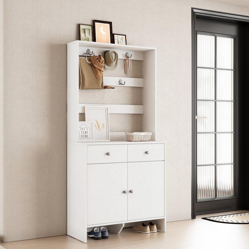 Wayfair Modern Hall Tree With Shoe Storage And Coat Rack For Entryway Entryway Organizer With 8 Shoe Cubbies & 8 Coat Hooks