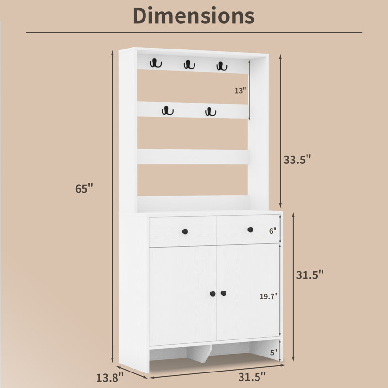 Wayfair Modern Hall Tree With Shoe Storage And Coat Rack For Entryway Entryway Organizer With 8 Shoe Cubbies & 8 Coat Hooks