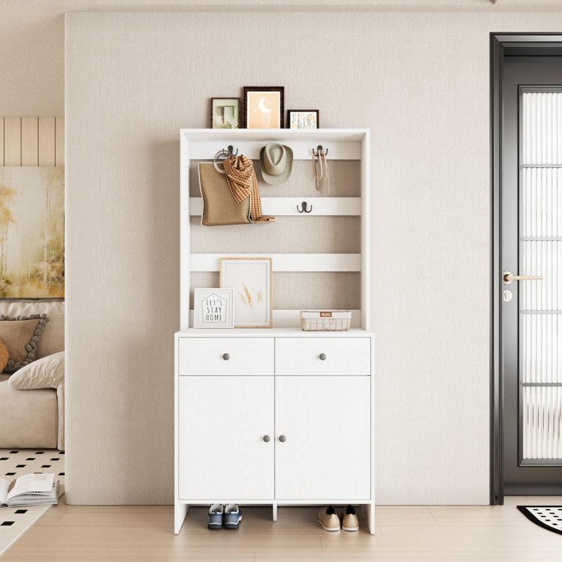 Wayfair Modern Hall Tree With Shoe Storage And Coat Rack For Entryway Entryway Organizer With 8 Shoe Cubbies & 8 Coat Hooks