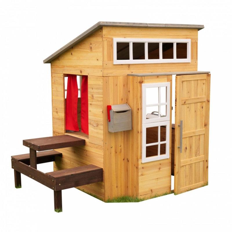 Wayfair Modern Outdoor Wooden Playhouse With Picnic Table Mailbox And Outdoor Grill