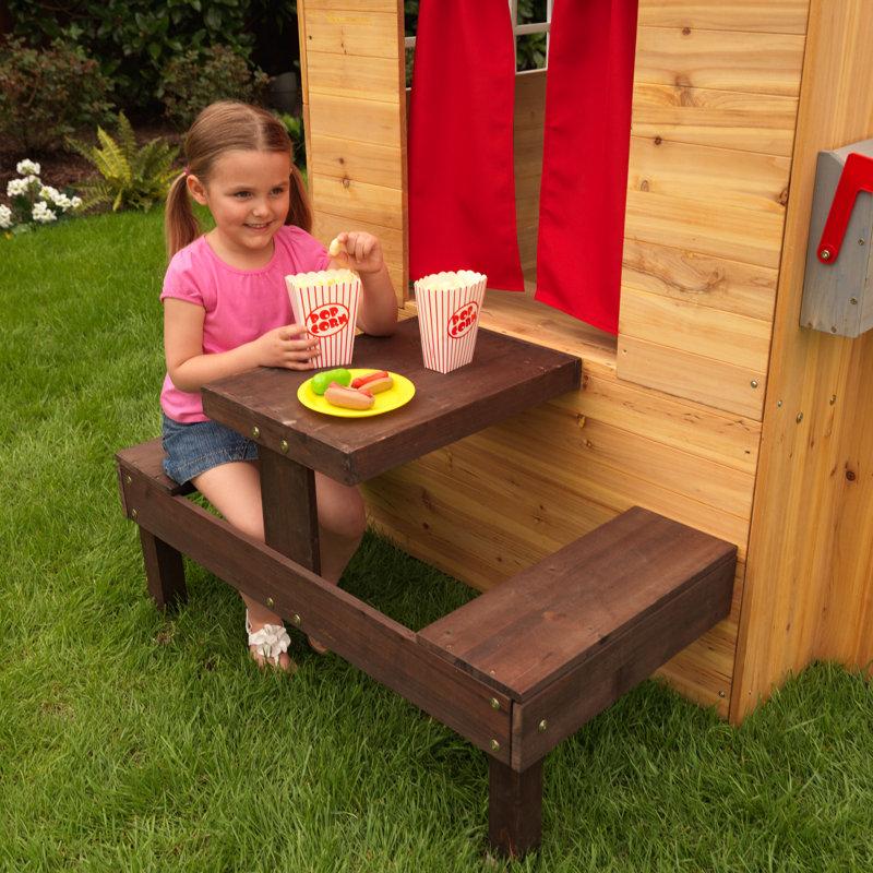 Wayfair Modern Outdoor Wooden Playhouse With Picnic Table Mailbox And Outdoor Grill