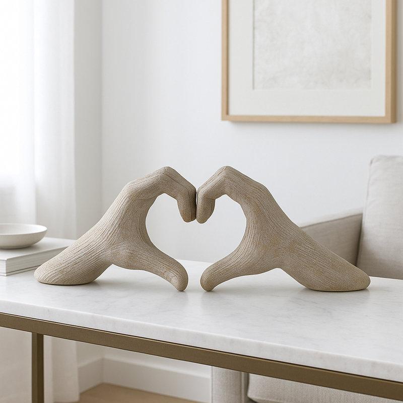 Wayfair Modern Stoneware Ceramic Hand Heart Decorative Sculpture