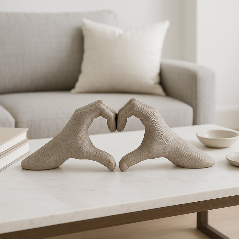 Wayfair Modern Stoneware Ceramic Hand Heart Decorative Sculpture