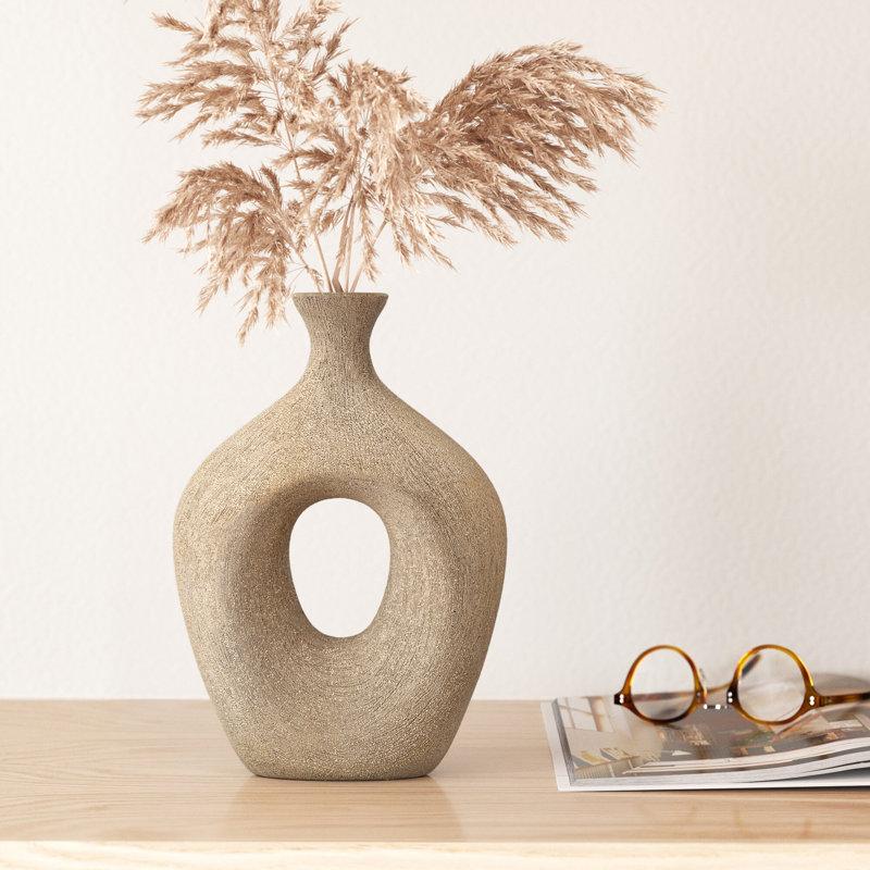 Wayfair Modern Stoneware Ceramic Vase - Decorative Textured Accent With Sleek Design Elegant Home Decor Statement For Contemporary Interiors
