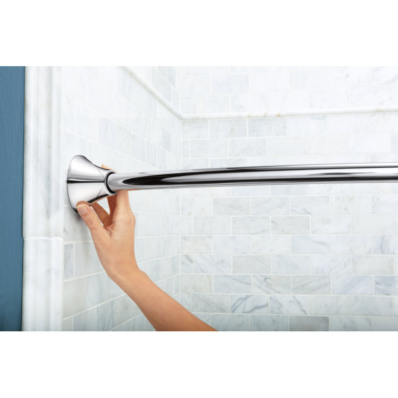 Wayfair Moen 5-Foot Adjustable Tension Single Curved Shower Curtain Rod