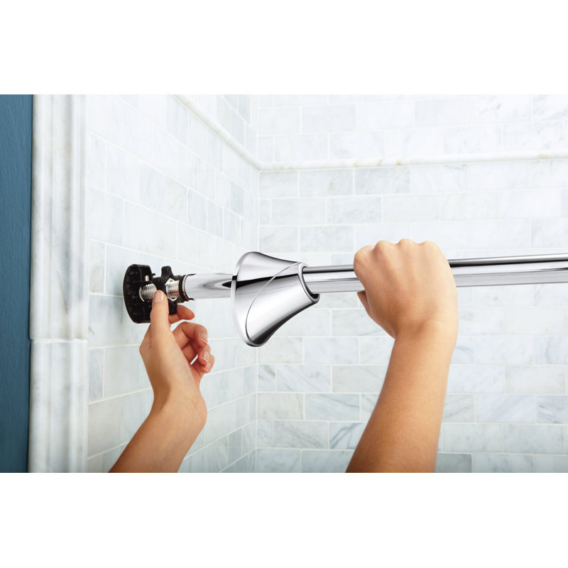 Wayfair Moen 5-Foot Adjustable Tension Single Curved Shower Curtain Rod