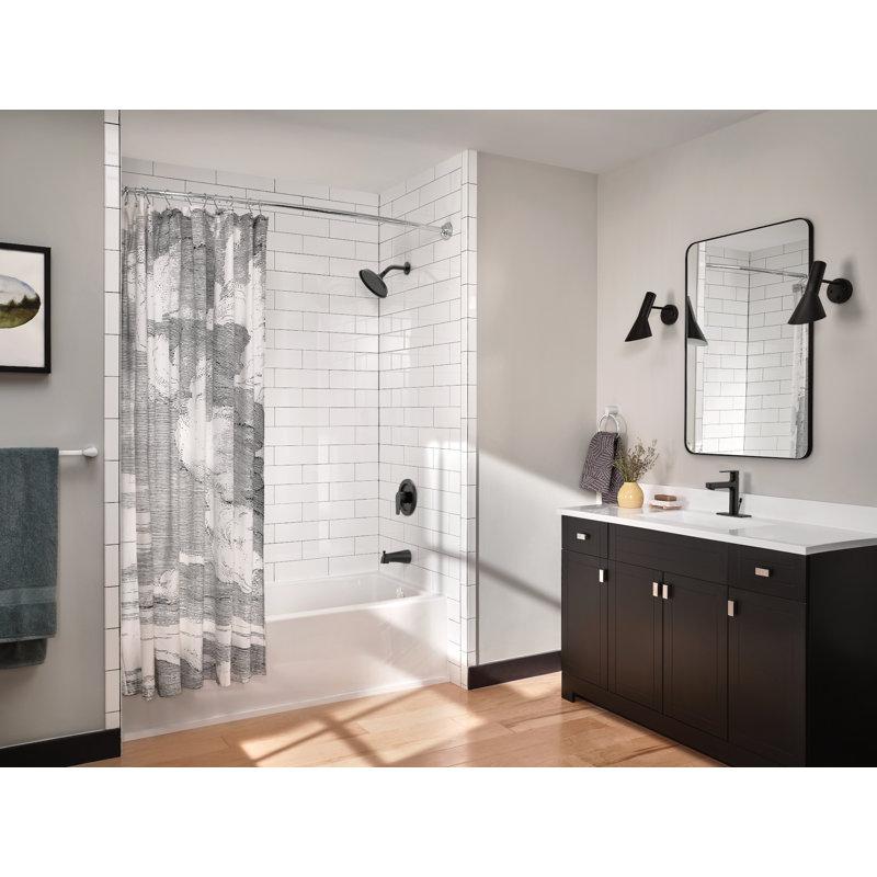 Wayfair Moen 54-Inch To 72-Inch Adjustable Length Fixed Mount Single Curved Shower Curtain Rod