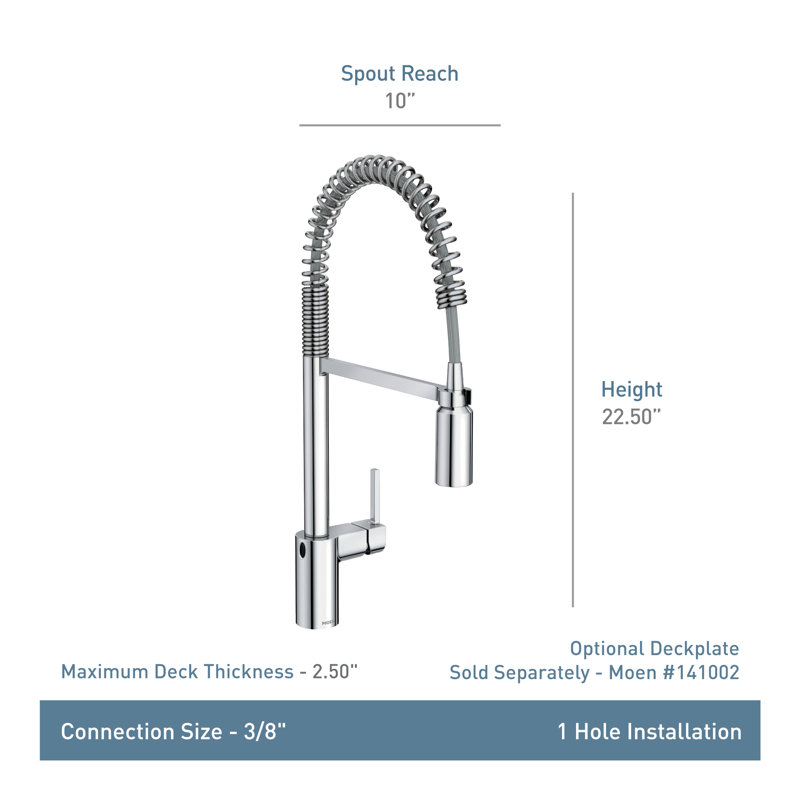 Wayfair Moen Align MotionSense Wave Single Handle Spring Pulldown Kitchen Faucet With Power Clean Technology 5923EWBL