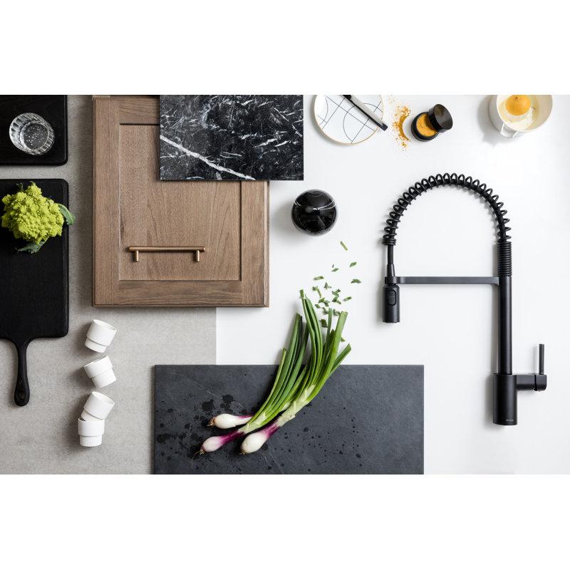 Wayfair Moen Align MotionSense Wave Single Handle Spring Pulldown Kitchen Faucet With Power Clean Technology 5923EWBL