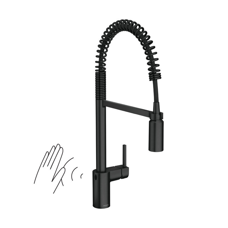 Wayfair Moen Align MotionSense Wave Single Handle Spring Pulldown Kitchen Faucet With Power Clean Technology 5923EWBL