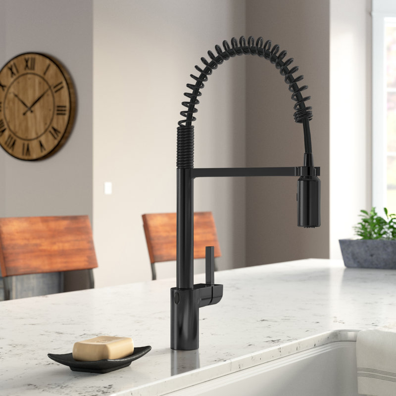 Wayfair Moen Align MotionSense Wave Single Handle Spring Pulldown Kitchen Faucet with Power Clean Technology 5923EWBL