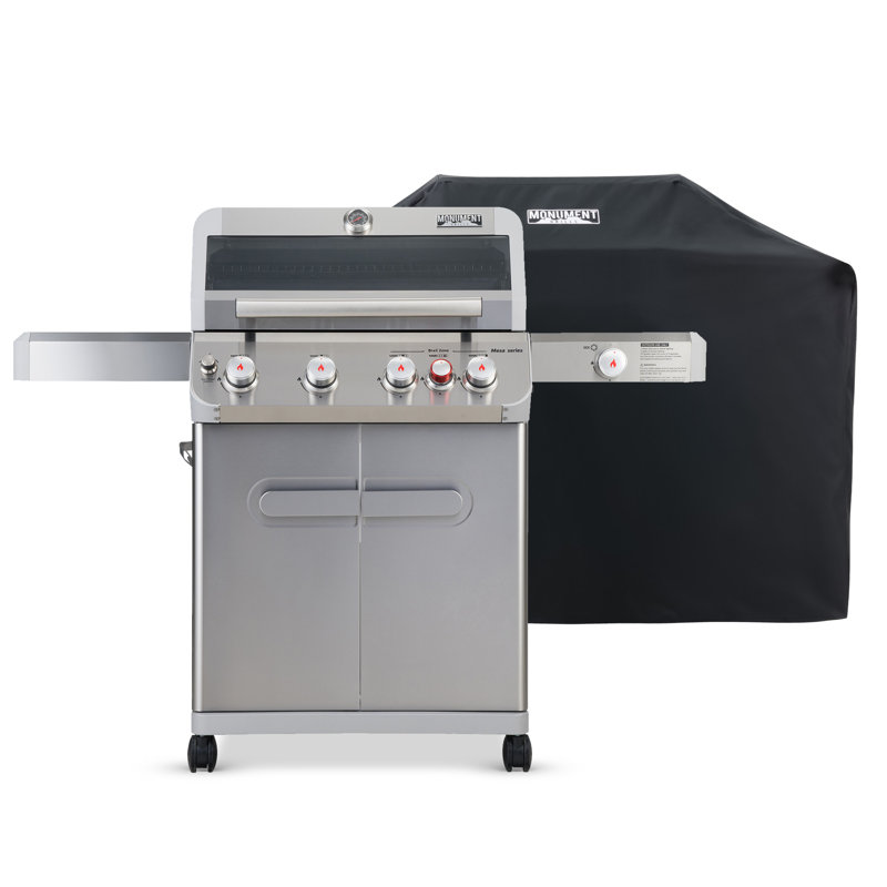 Wayfair Monument Grills Mesa 415BZ（with Free Cover） 4-Burner Liquid Propane Infrared Gas Grill With Side Burner And Cabinet 62 000 BTU – Perfect For Family BBQs