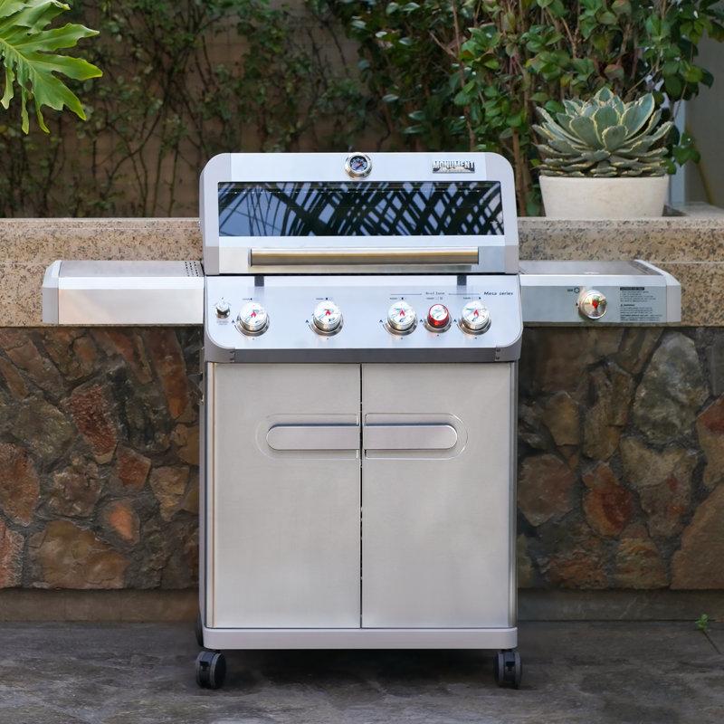 Wayfair Monument Grills Mesa 415BZ（with Free Cover） 4-Burner Liquid Propane Infrared Gas Grill With Side Burner And Cabinet 62 000 BTU – Perfect For Family BBQs