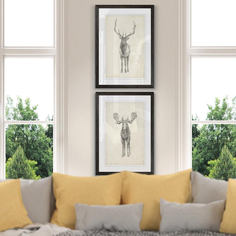 Wayfair " Moose Study " By Antonyus Bunjamin (Abe) 2 - Pieces