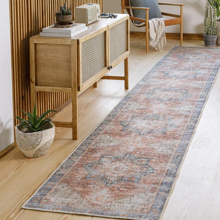 Wayfair Mya Machine Washable Oriental Brick Red/Light Gray Area Rug