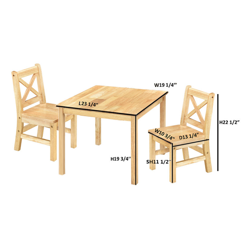Wayfair Myona Kids 3 Piece Solid Wood Play Or Activity Table And Chair Set
