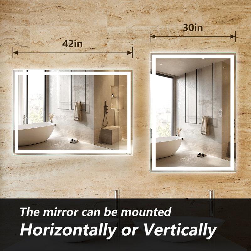 Wayfair Naliyah LED Bathroom Mirror Dimmable Vanity Mirror Anti-Fog Wall Mounted With Lights