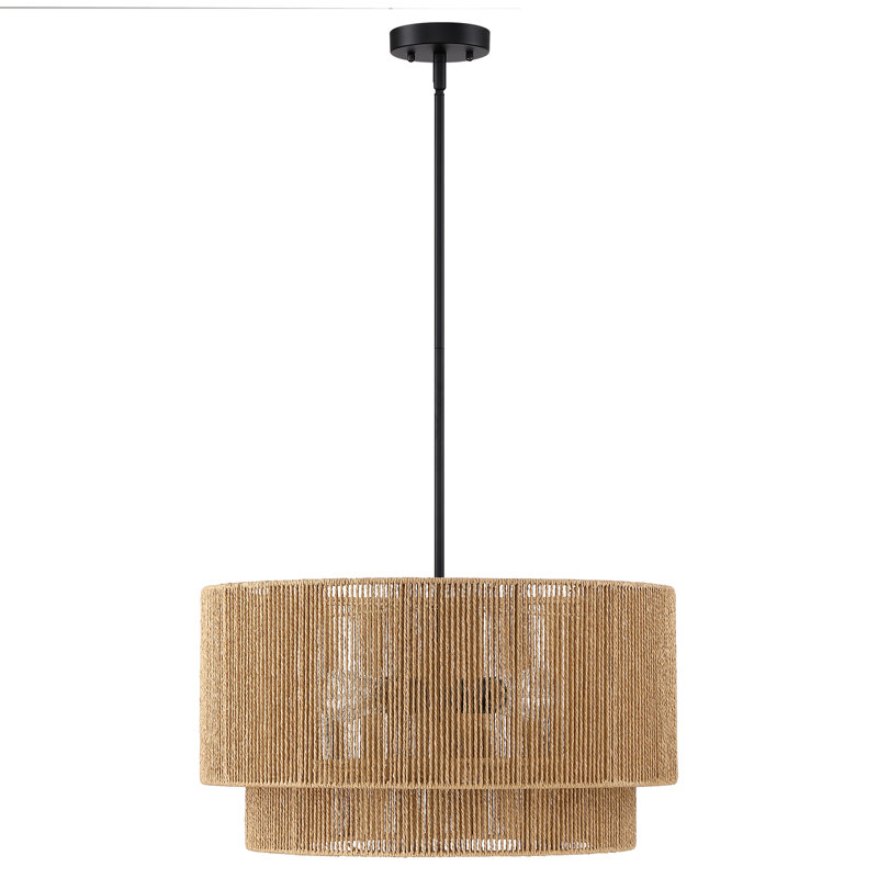 Wayfair Nekoosa 4 - Light 22in Hand-Woven Drum Chandelier