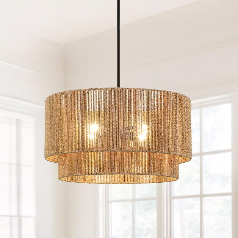 Wayfair Nekoosa 4 - Light 22in Hand-Woven Drum Chandelier