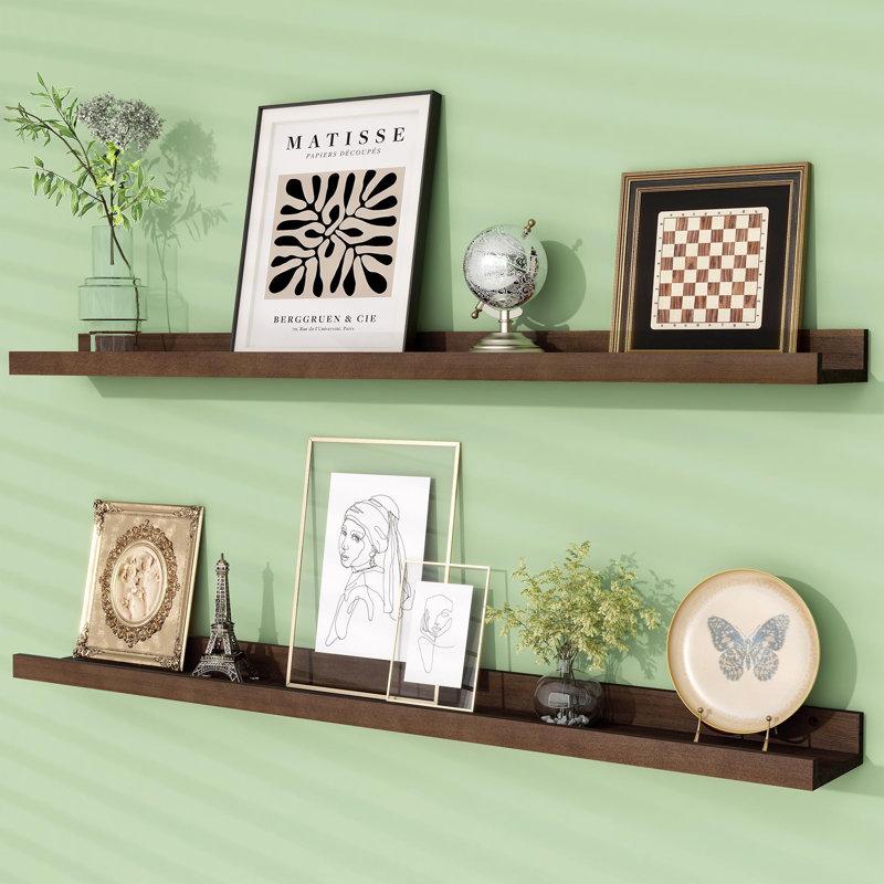 Wayfair Nestrud 2 Piece Modern Rustic Solid Pine Picture Ledge Wall Shelves