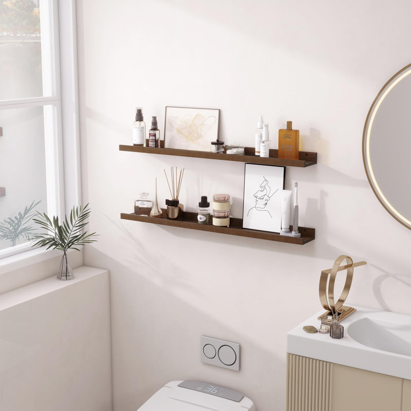 Wayfair Nestrud 2 Piece Modern Rustic Solid Pine Picture Ledge Wall Shelves