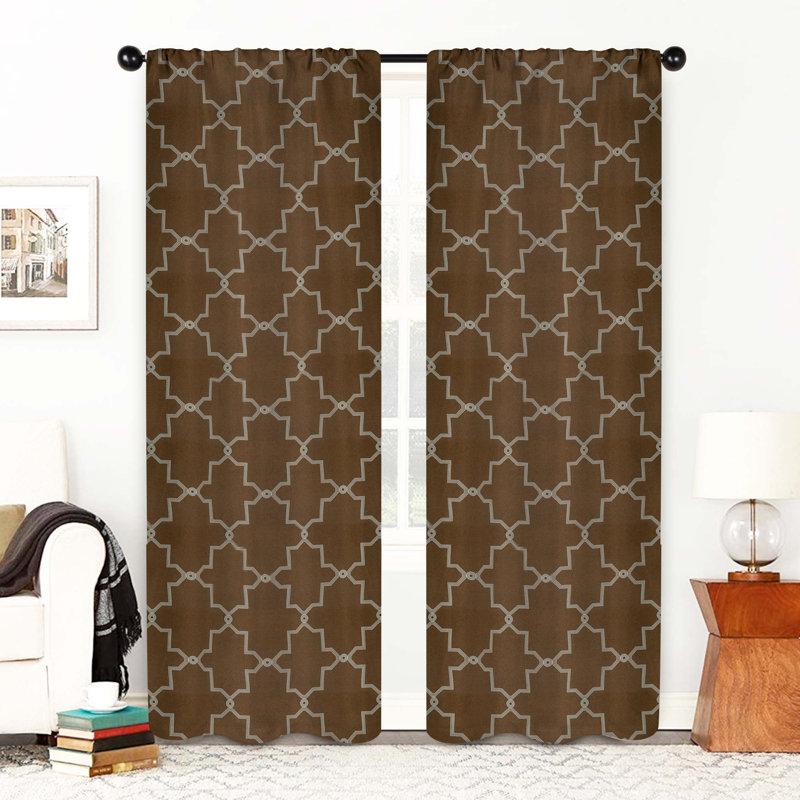 Wayfair Nichola Vintage Geometric Trellis Room Darkening Room Darkening Curtains Rod Pocket or Grommets (Set of 2)