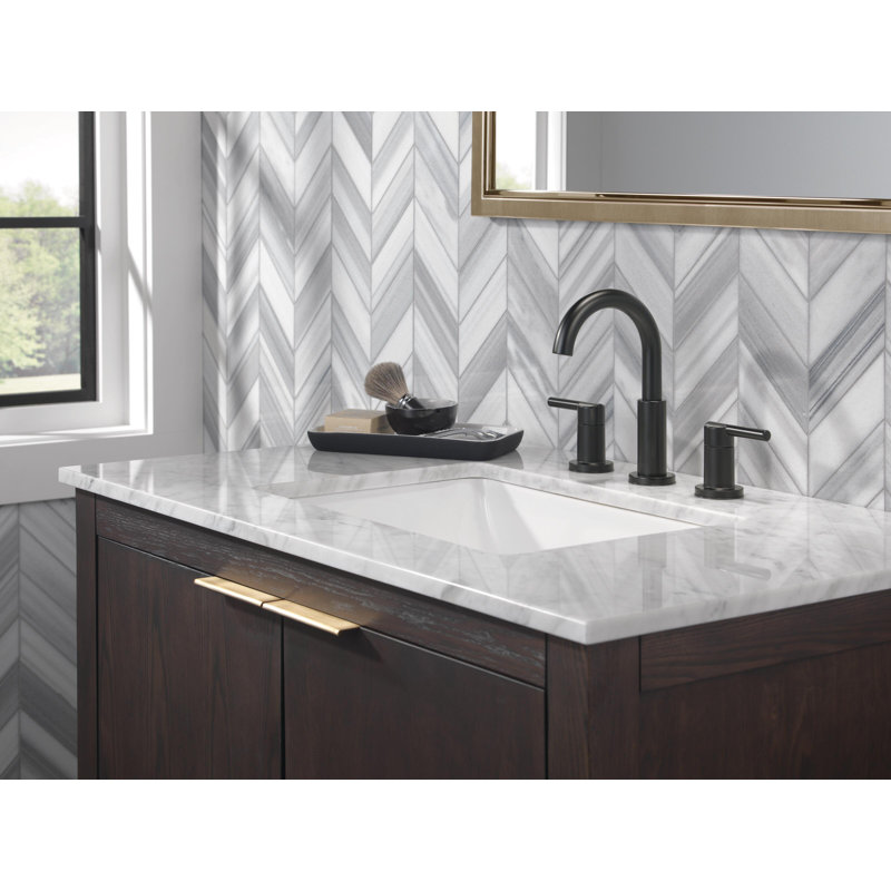 Wayfair Nicoli Widespread Bathroom Faucet 3 Hole 2-handle Bathroom Sink Faucet With Drain Assembly 35749LF-BL