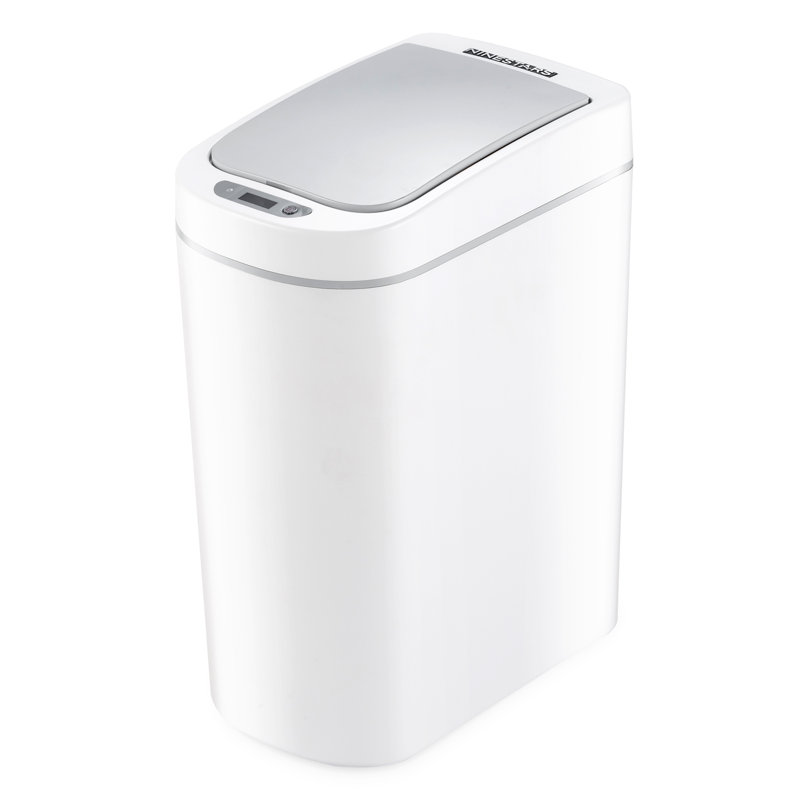 Wayfair Nine Stars 1.8 Gallon White Plastic Motion Sensor Trash Can
