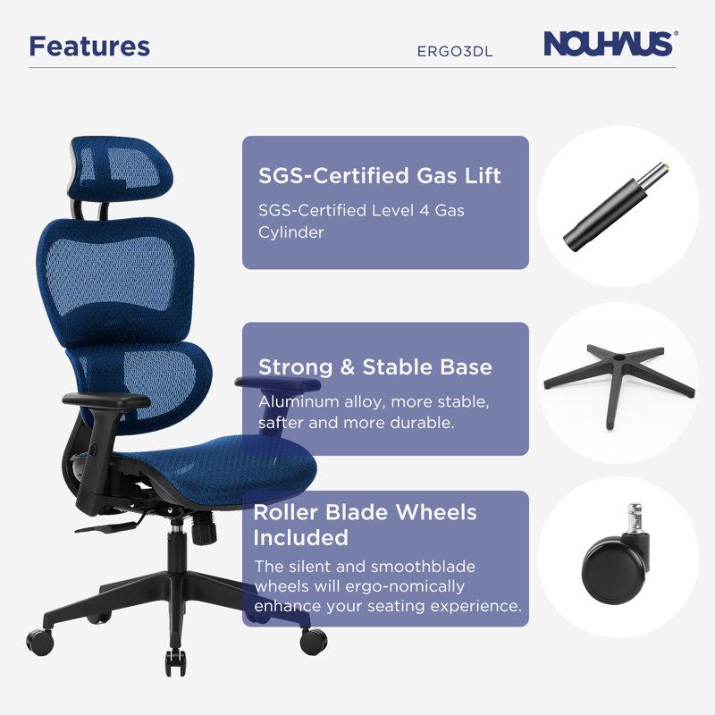 Wayfair Nouhaus Ergo3dL Home Office Desk Chairs Ergonomic Office Chair High-Back Mesh Rolling Work Chairs With Wheels And Adjustable Headrests Comfortable Lumbar Support Adjustable Armrests