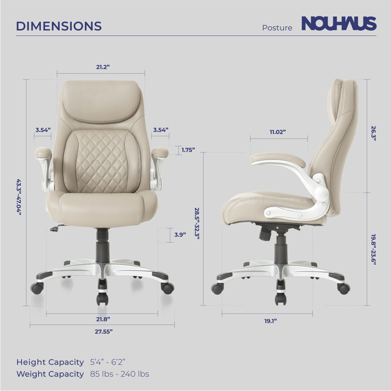 Wayfair Nouhaus Posture Ergonomic PU Leather Office Chair. Click5 Lumbar Support With FlipAdjust Armrests. Modern Executive Chair And Computer Desk Chair