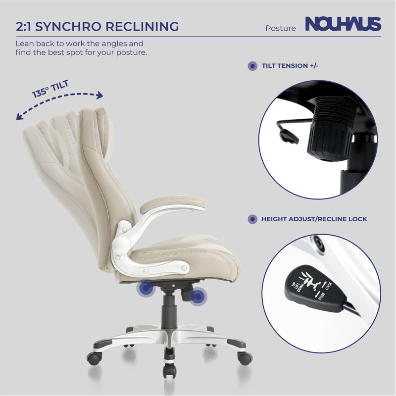 Wayfair Nouhaus Posture Ergonomic PU Leather Office Chair. Click5 Lumbar Support With FlipAdjust Armrests. Modern Executive Chair And Computer Desk Chair