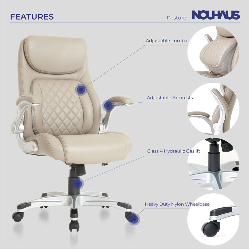 Wayfair Nouhaus Posture Ergonomic PU Leather Office Chair. Click5 Lumbar Support With FlipAdjust Armrests. Modern Executive Chair And Computer Desk Chair