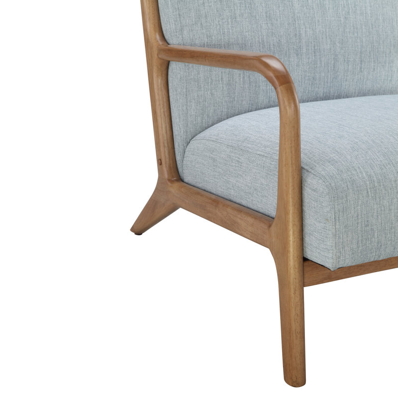 Wayfair Novak Upholstered Mid-Century Armchair With Wood Arms And Frame