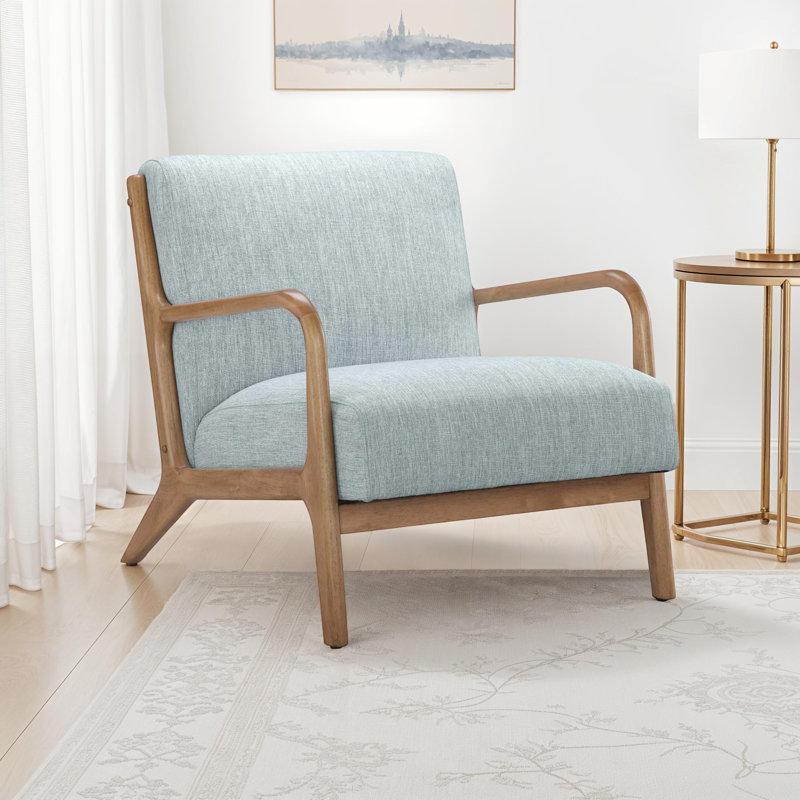Wayfair Novak Upholstered Mid-Century Armchair with Wood Arms and Frame
