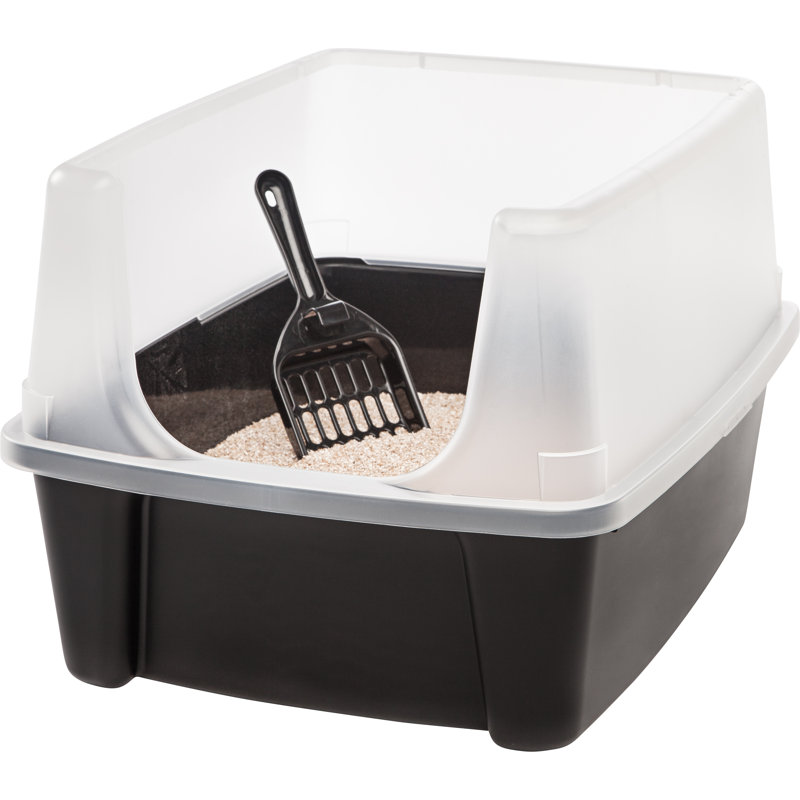 Wayfair Open-Top Plastic Cat Litter Box with Shield with Scoop