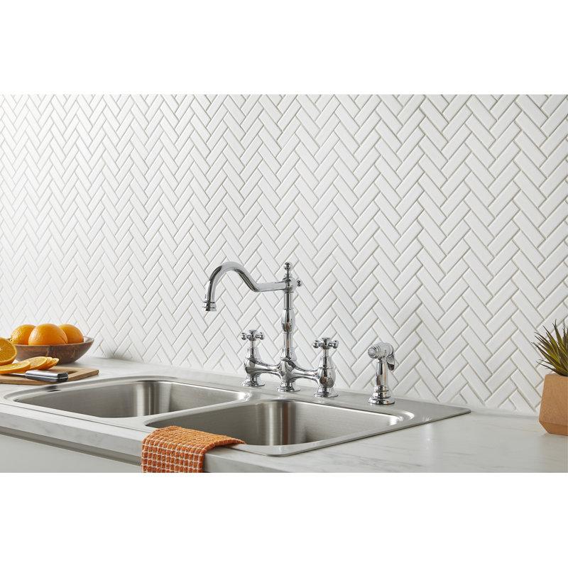 Wayfair Opulence Bridge Faucet With Side Spray D404457