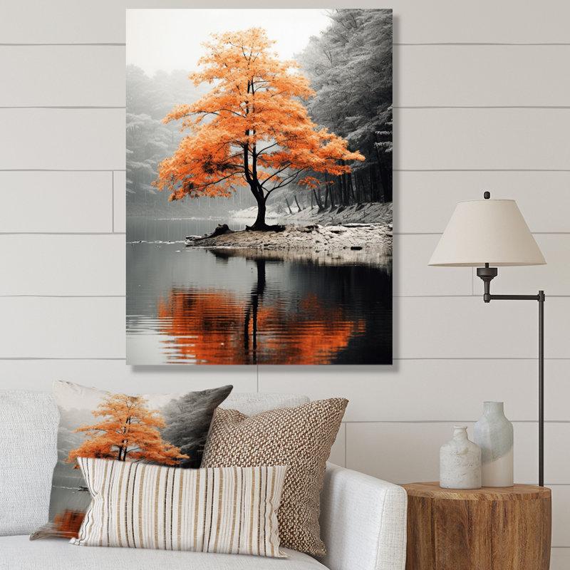 Wayfair Orange And Grey Forest Autumn Elegance II - Forest Canvas Art