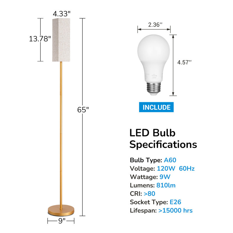 Wayfair Osblek 65'' Traditional Floor Lamp With Remote Control And Bulb Included