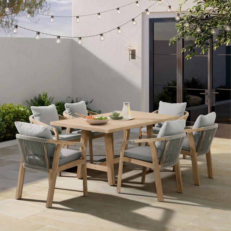 Wayfair Outdoor Acacia Wood Dining Set With Cushions